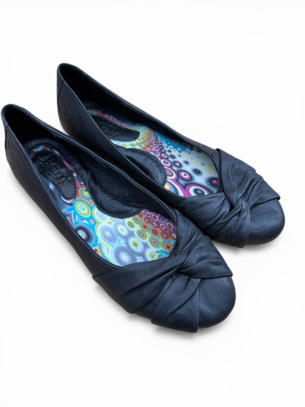 Born Leather Ballet Flats Women's 8 Black Slip On Comfort Shoes‎